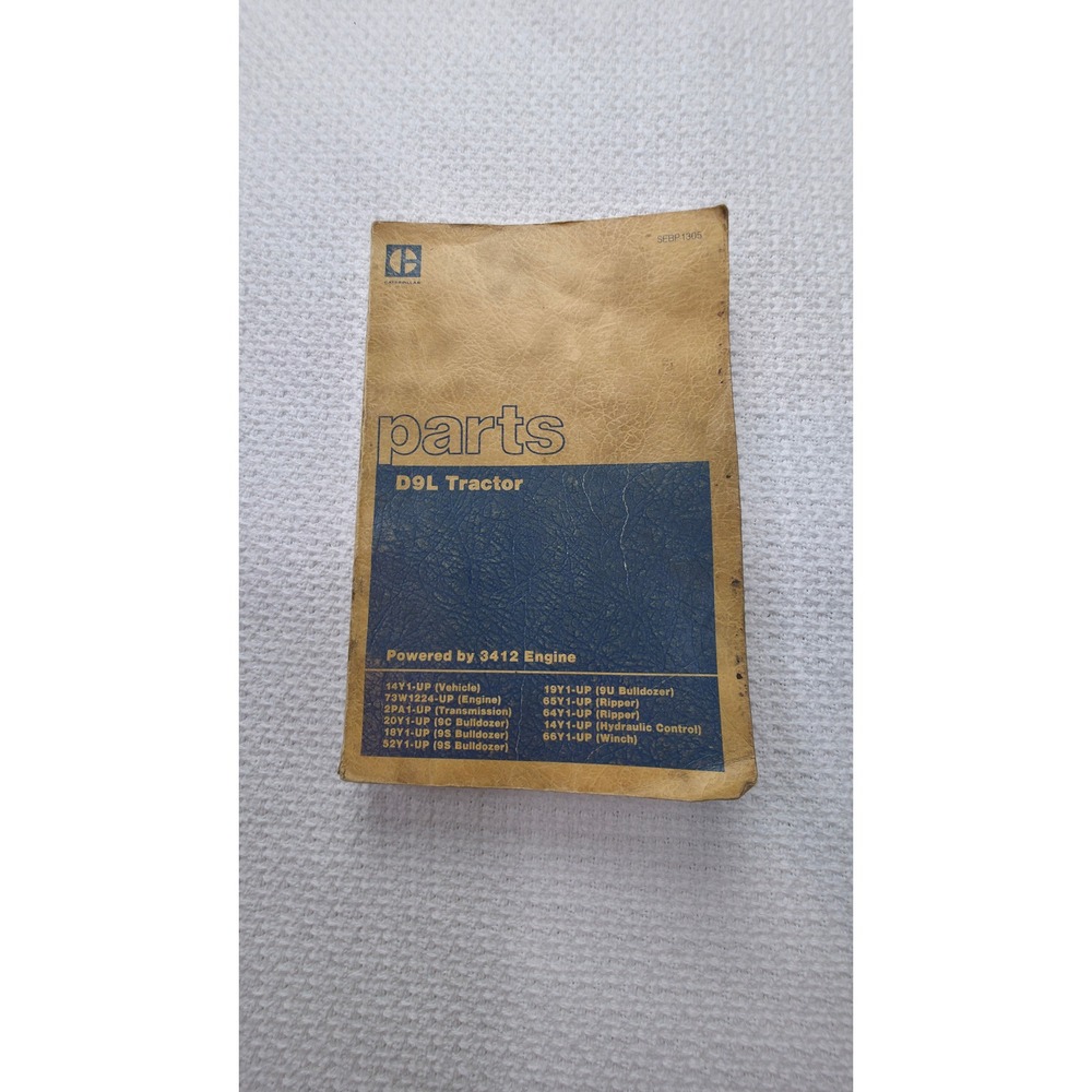 Caterpillar Parts Manual D9L Tractor 3412 Engine Tan Paper Vintage SEBP1305